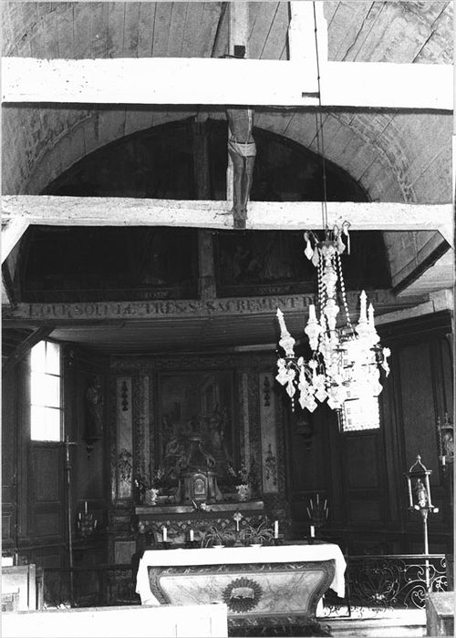 Autel (maître-autel), Retable du maître-autel, Tableau : Prédication de saint Denis, vue partielle ; Tabernacle, exposition