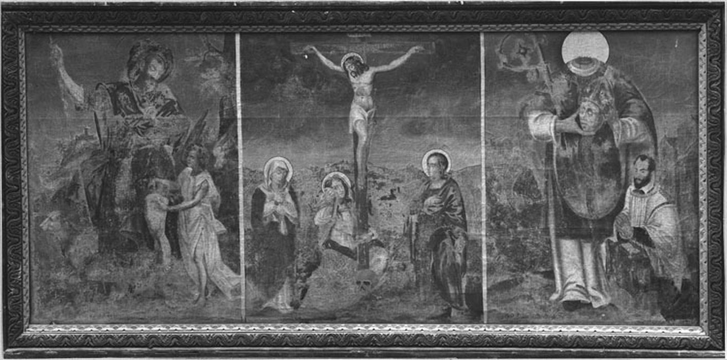 Triptyque : Calvaire, saint Roch, saint Denis, avant restauration