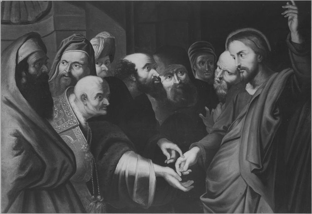 Panneau peint : le Denier de César