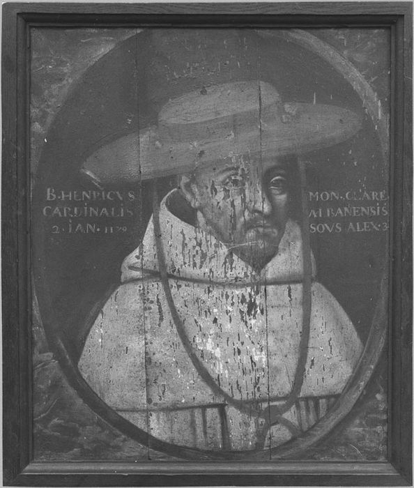Panneau peint : Portrait d'Henri de Clairvaux, abbé, avant restauration Malesset (1975) - © Ministère de la Culture (France), Médiathèque du patrimoine et de la photographie, diffusion RMN-GP