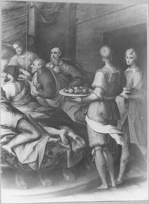 Tableau : Cène, après restauration, partie gauche