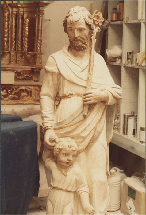 Groupe sculpté : Saint Joseph et l'Enfant Jésus, vue partielle