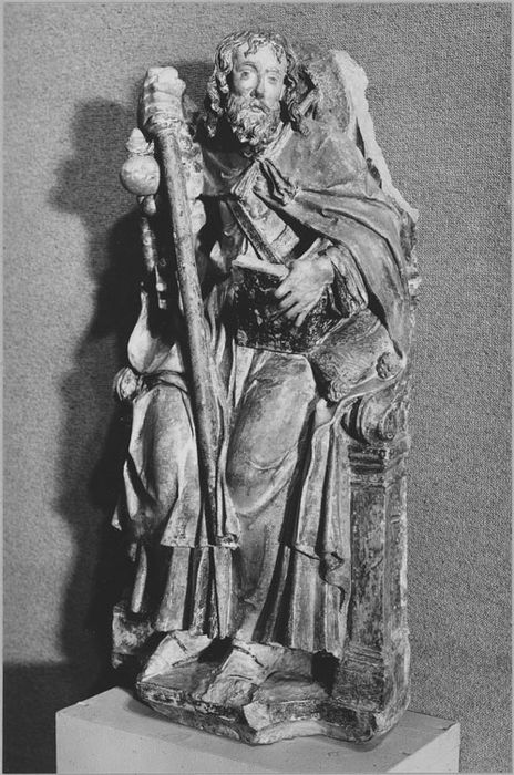 Statuette : Saint Jacques, vue dans l’exposition « L’Art en Champagne au Moyen-Âge », cat. N°77