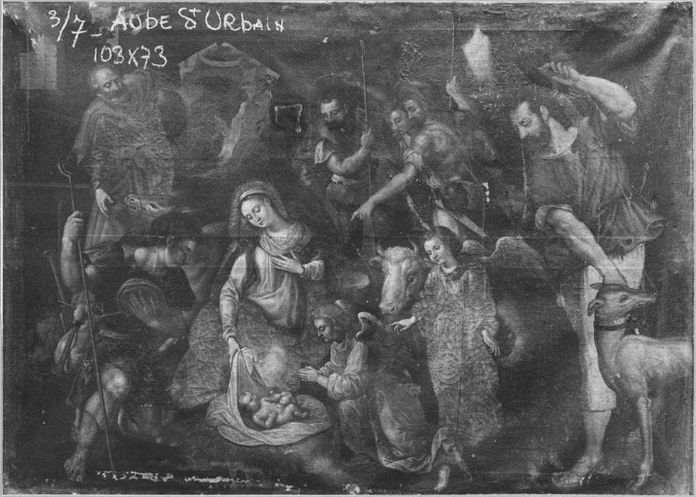 Tableau : Adoration des bergers, avant restauration de 1967