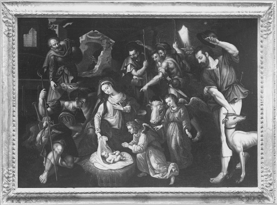 Tableau : Adoration des bergers, cadre, après restauration de 1967