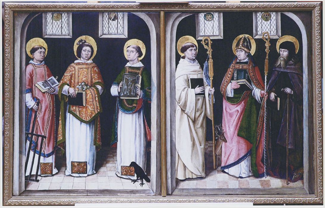 paire de panneaux figurant, l'un, saint Laurent, saint Etienne, saint Vincent de Saragosse, et la'uatre, saint Bernard, saint Hubert, saint Antoine - © Ministère de la Culture (France), Médiathèque du patrimoine et de la photographie, diffusion RMN-GP