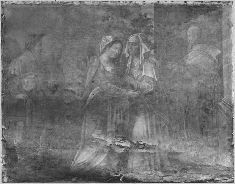 Panneau peint : Visitation, avant restauration