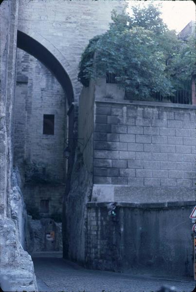 Maisons situées au sud du Palais des Papes : contrefort du palais rue Peyrollerie