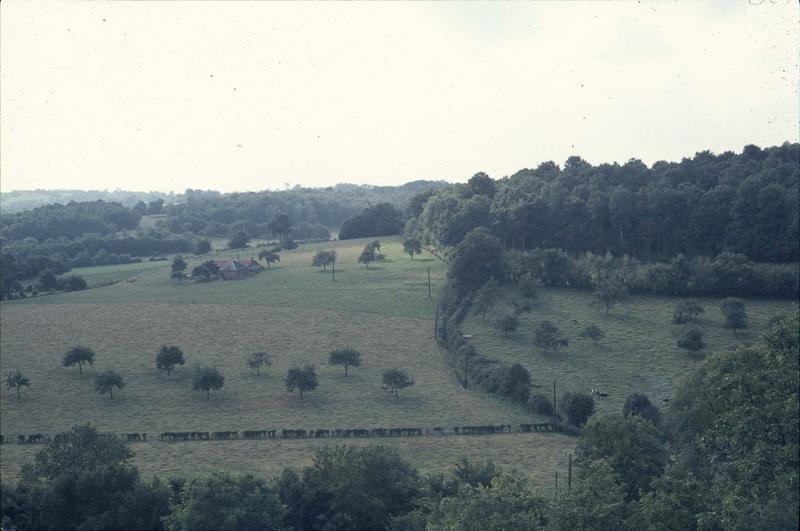 Une ferme isolée dans la campagne : vue prise depuis la rue du Faubourg-Saint-Jean