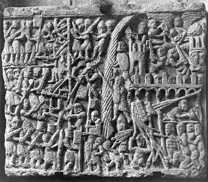 bas-relief : Le siège de Toulouse en 1218 (?), vue générale