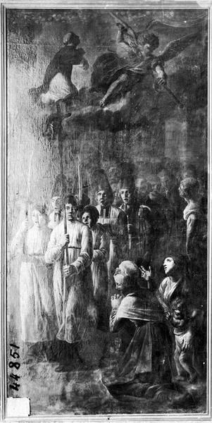 tableau : La procession du miracle de la poutre de saint Dominique, vue générale - © Ministère de la Culture (France), Médiathèque du patrimoine et de la photographie (objets mobiliers), tous droits réservés