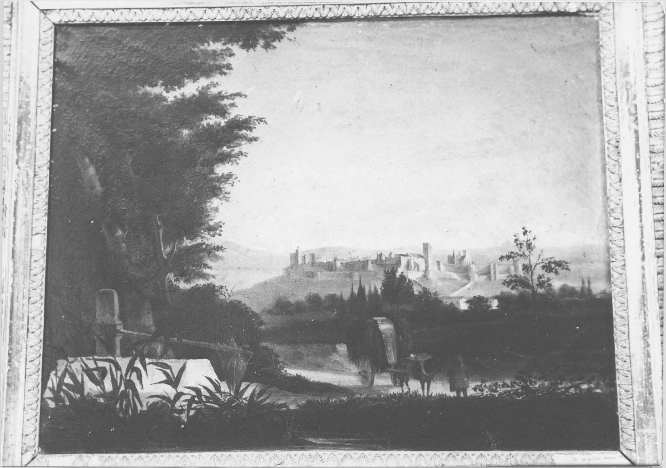 tableau : Paysage avec vue de la cité de Carcassonne, vue générale - © Ministère de la Culture (France), Médiathèque du patrimoine et de la photographie (objets mobiliers), tous droits réservés
