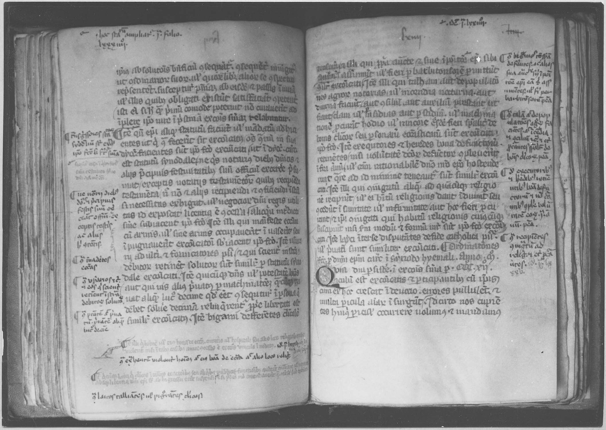 manuscrit : Statuts synodaux de Carcassonne de 1244 à 1352, détails de deux feuillets - © Ministère de la Culture (France), Médiathèque du patrimoine et de la photographie (objets mobiliers), tous droits réservés
