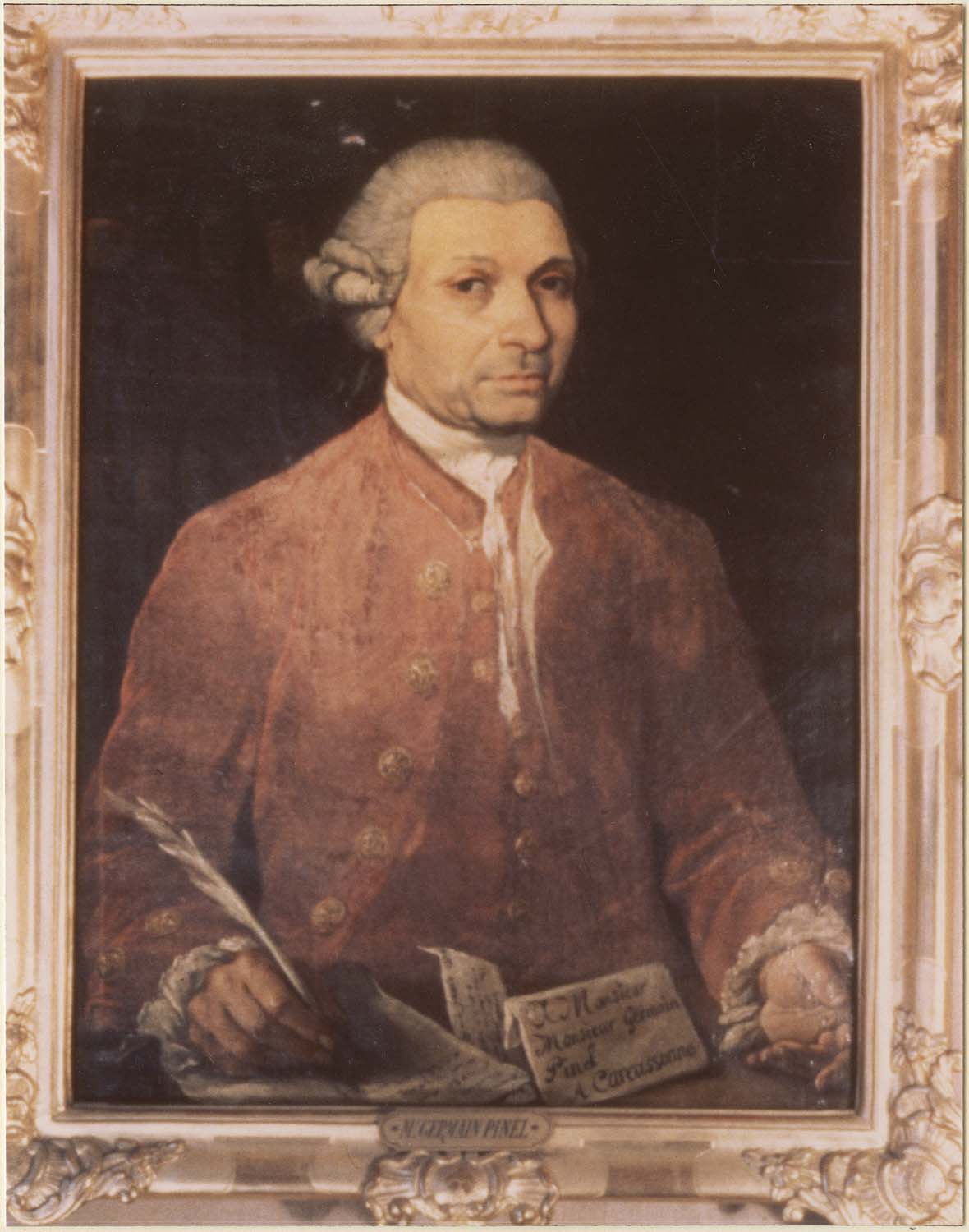 tableau : Germain Pinel, conseiller à la cour des aides de Montpellier puis conseiller et doyen de la cour royale de Toulouse, cadre, vue générale