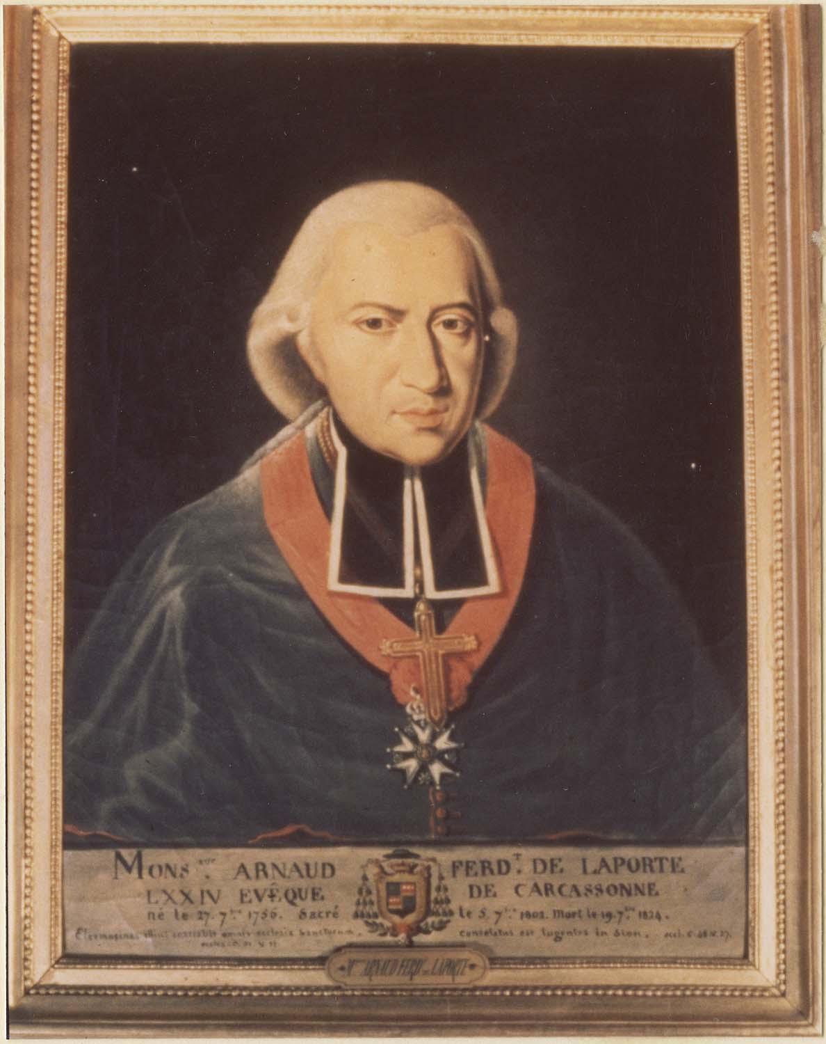 tableau : Arnaud-Ferdinand de Laporte, chevalier de la Légion d'Honneur, évêque de Carcassonne, cadre, vue générale