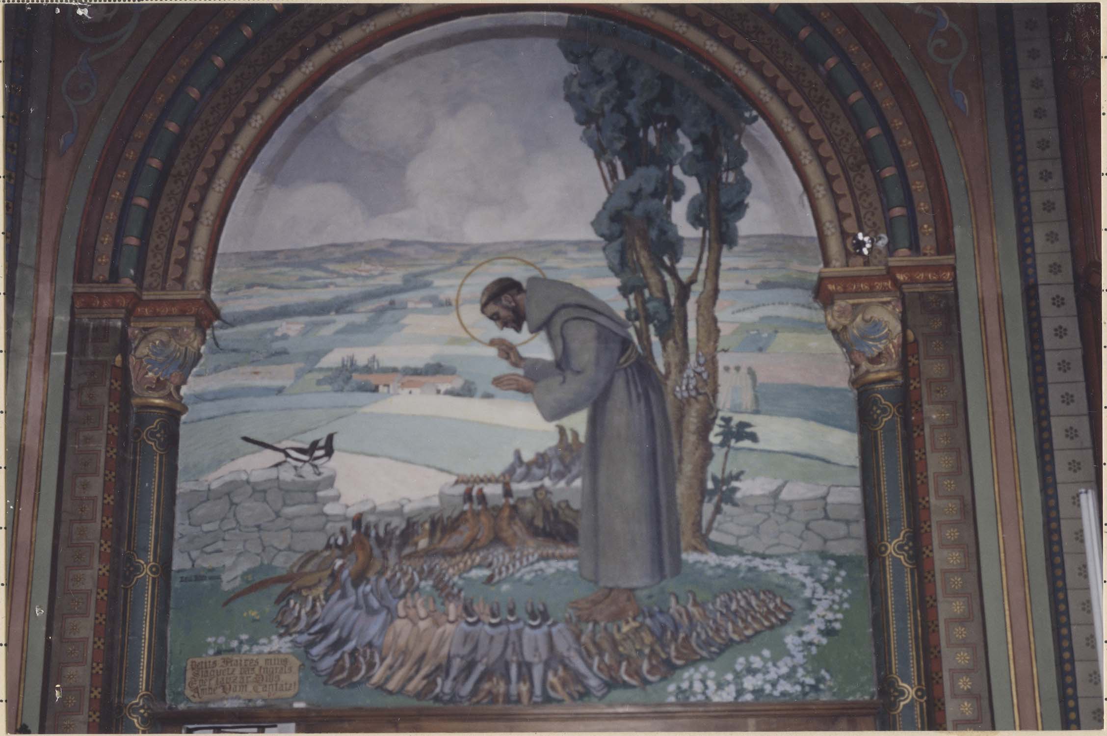 tableau : saint François prêchant aux oiseaux, vue générale