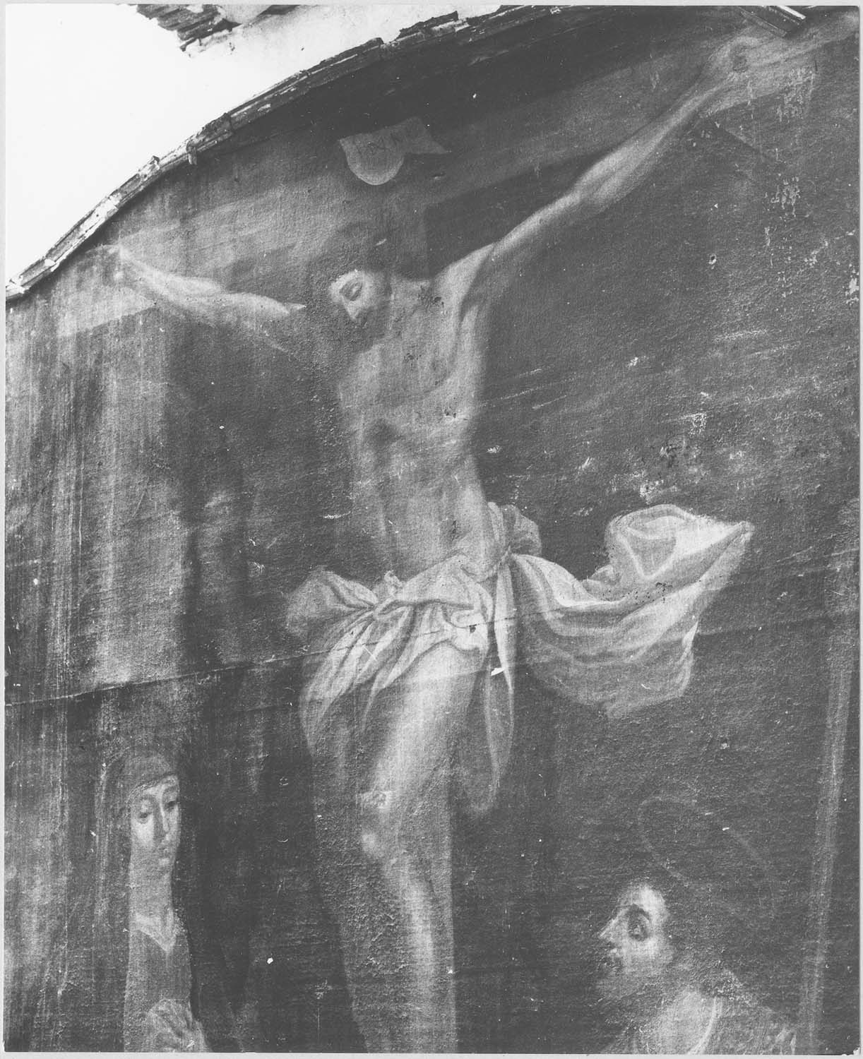 tableau : Le Christ en croix entre la Vierge et saint Martin, détail