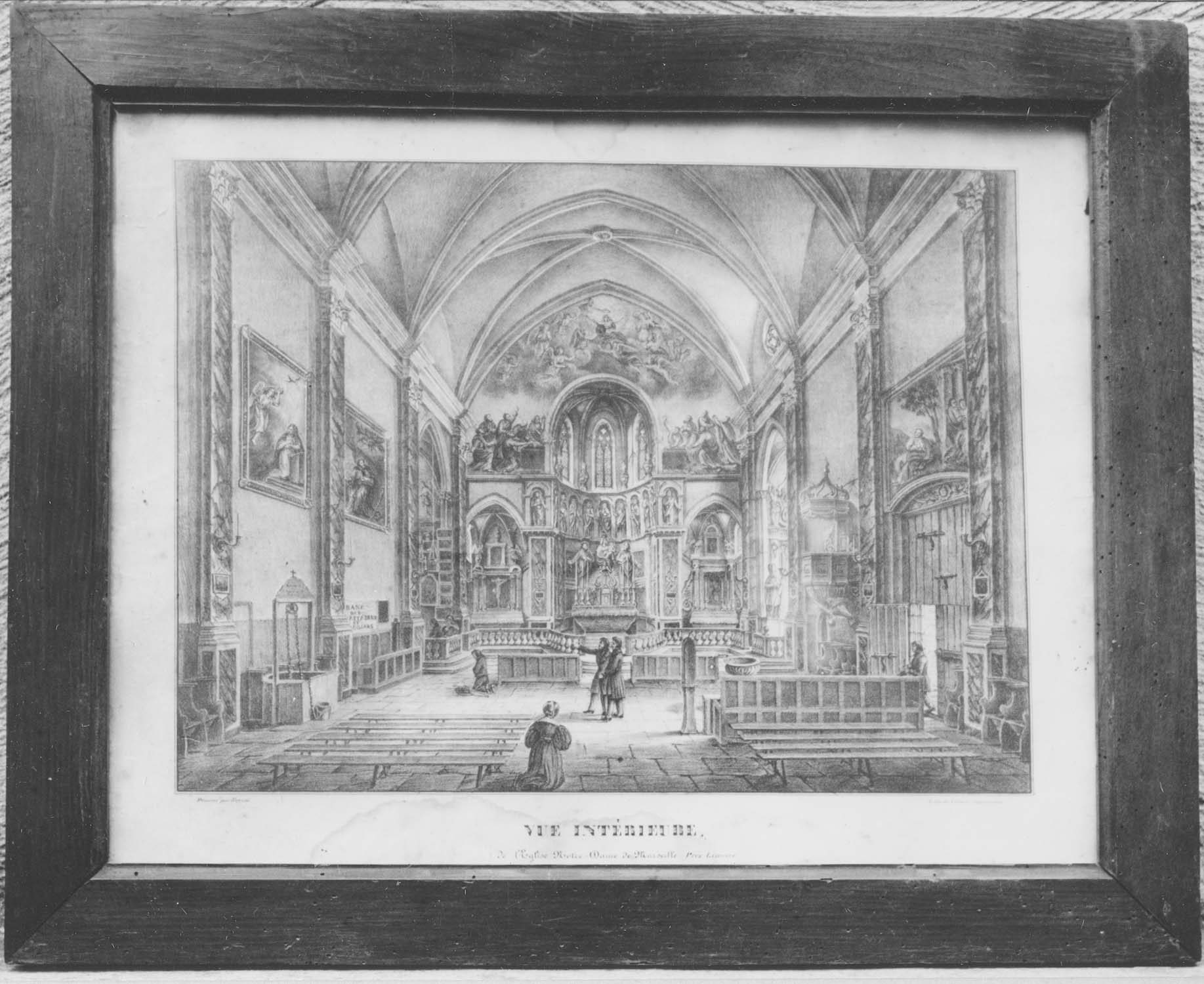Estampe ex-voto : Vue intérieure de l'église Notre-Dame de Marceille