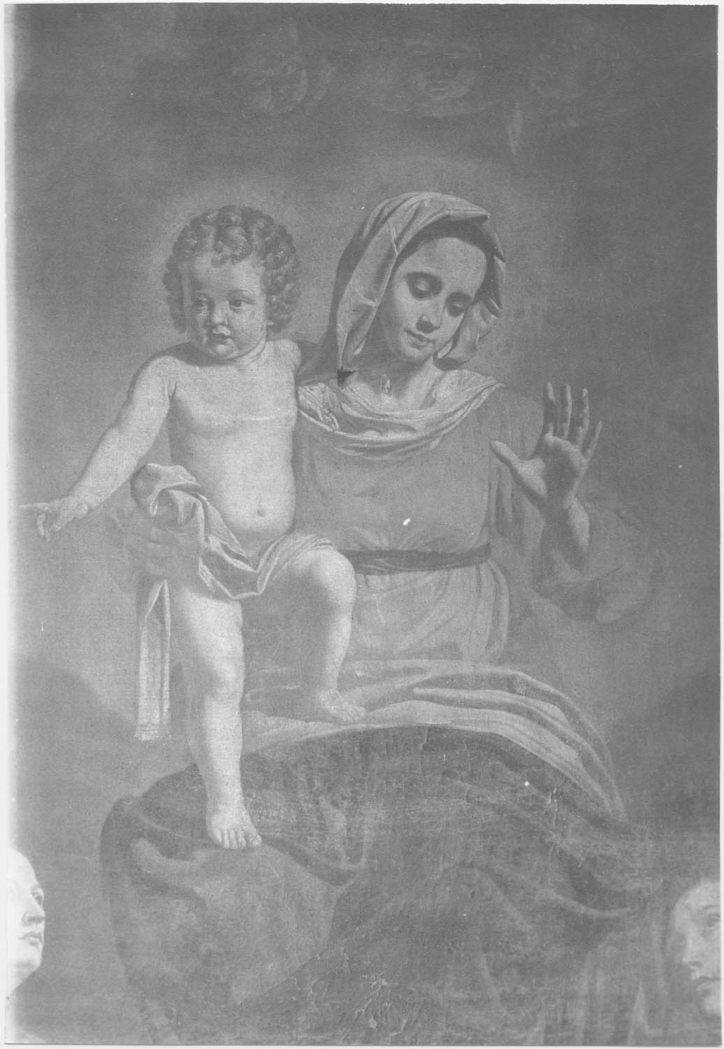 tableau : Vierge à l'Enfant, entre sainte Cécile et sainte Jeanne de Valois, vue partielle