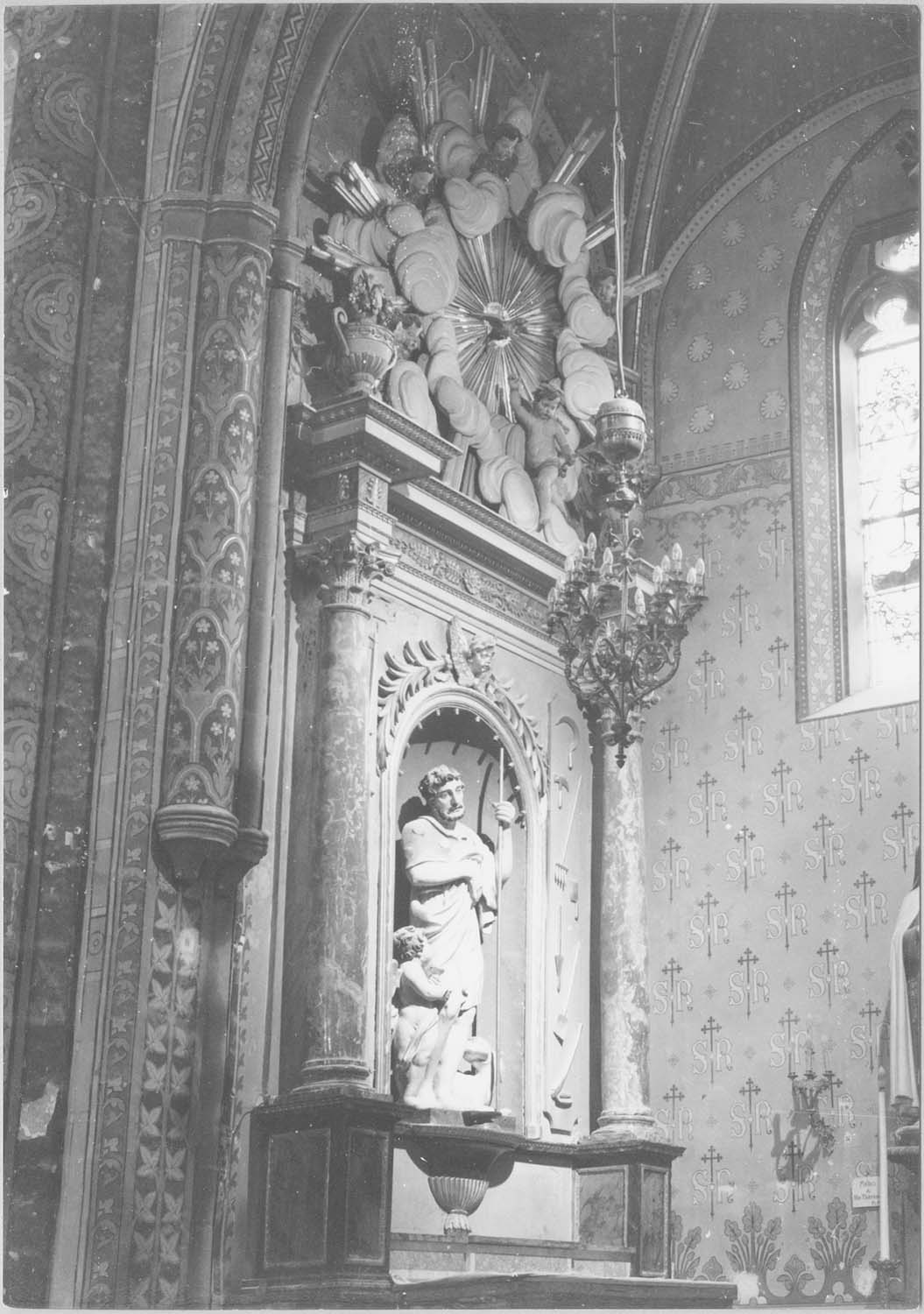 autel, retable, groupe sculpté : Saint Roch, vue générale