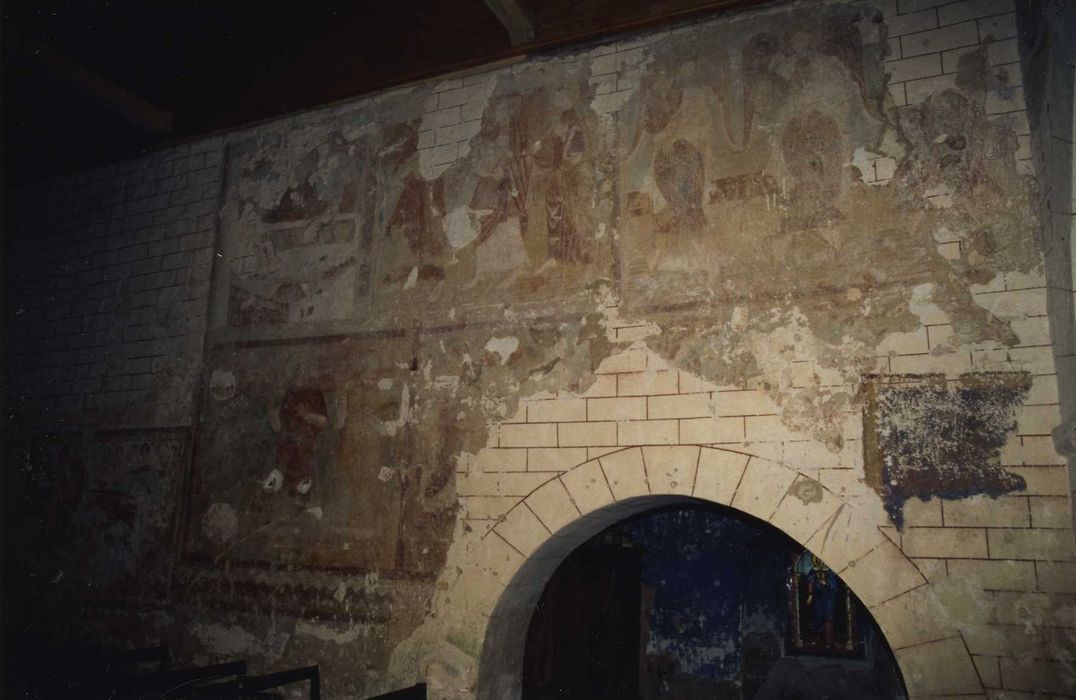 Eglise du prieuré Saint-Germain de La Celle : Peinture monumentale, mur nord de la nef, vue partielle