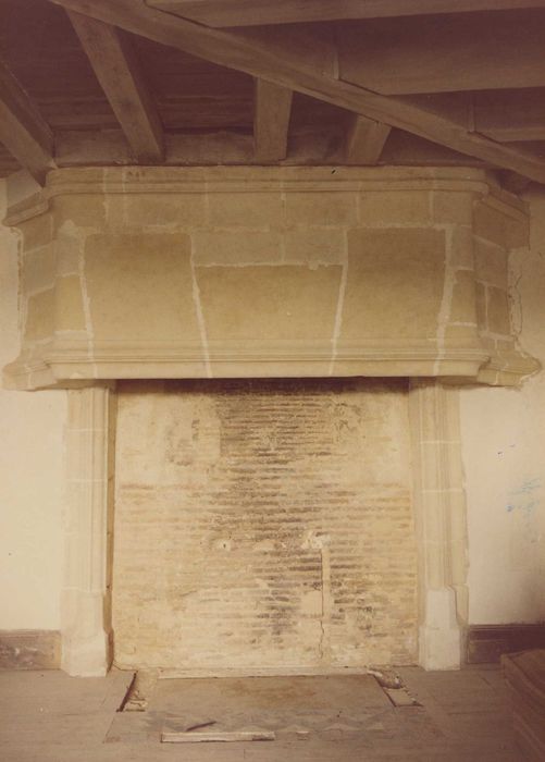 Château de Béthune : Donjon, 4e étage, cheminée monumentale, vue générale