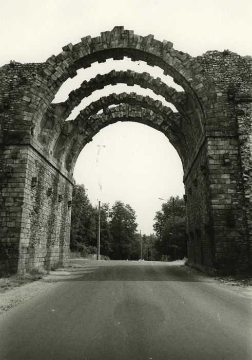 Ancien aqueduc de Pontgouin à Versailles (également sur communes de Maintenon et Pontgouin) : Arche franchissant le CD18, vue générale