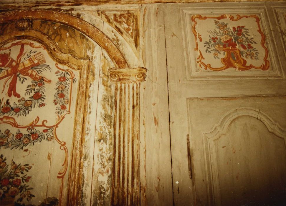 Château de Chabanoles : Salon, rez-de-chaussé, peinture monumentale, détail