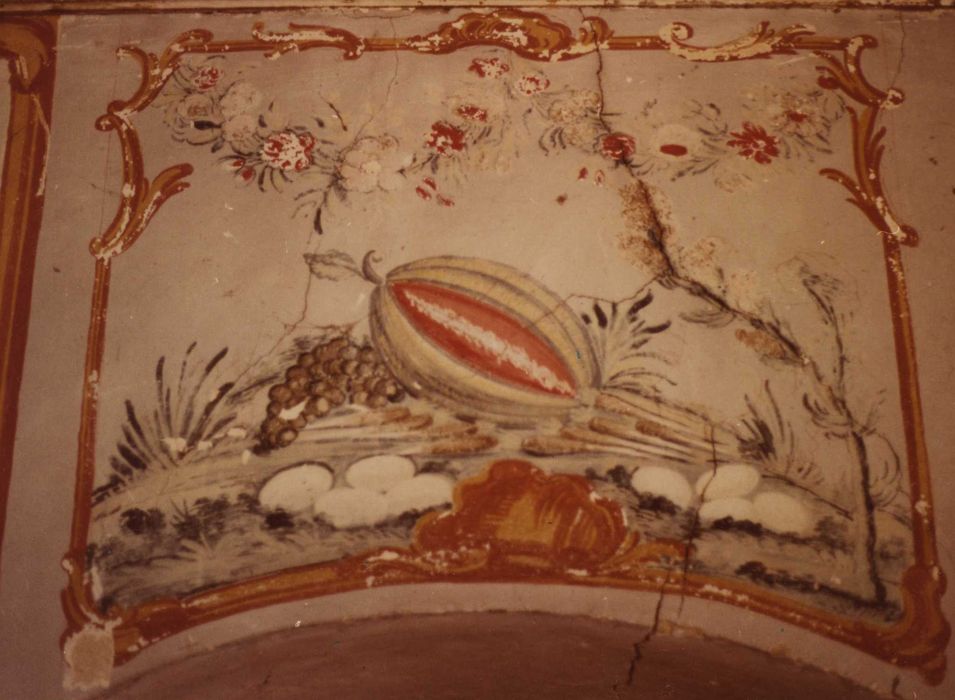 Château de Chabanoles : Salon, rez-de-chaussé, peinture monumentale, détail