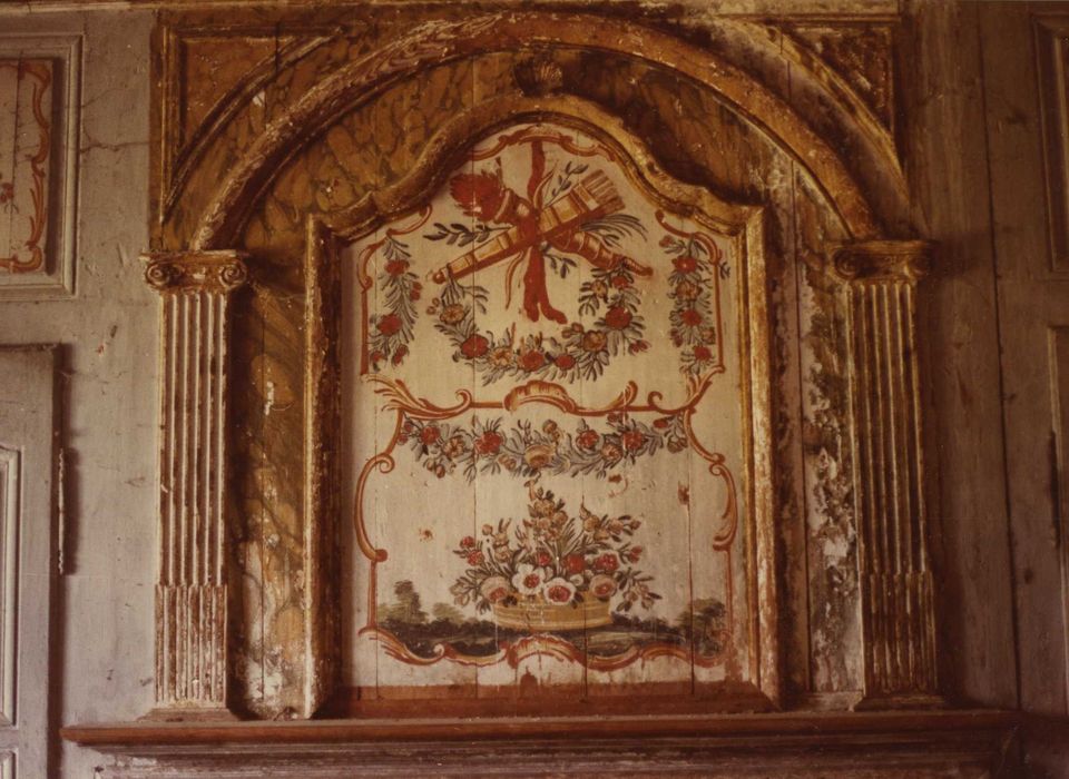 Château de Chabanoles : Salon, rez-de-chaussé, peinture monumentale, vue partielle