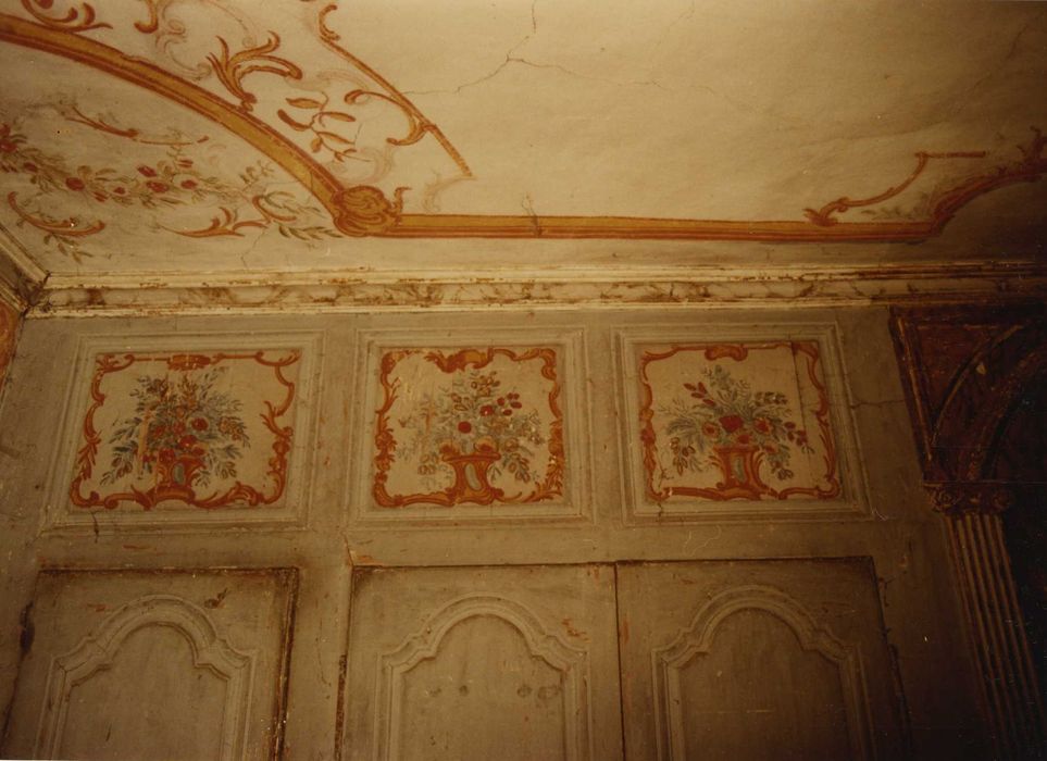 Château de Chabanoles : Salon, rez-de-chaussé, peinture monumentale, détail