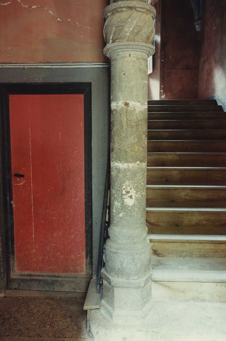 Château de Caillac : Escalier d’honneur, vestibule d’entrée, mur d’échiffre