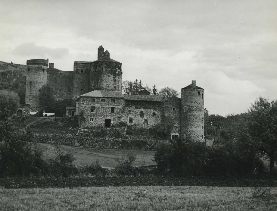 Château et son enceinte : Vue générale du château dans son environnement depuis l’ouest