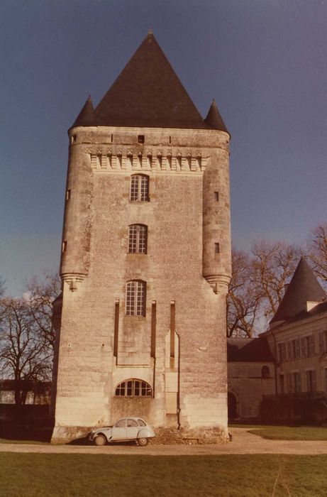 Château d'Argy : Donjon, élévation ouest, vue générale