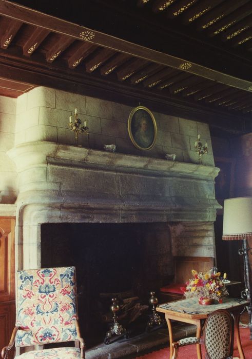 Château de Vals : 1er étage, grande salle, cheminée monumentale, vue générale