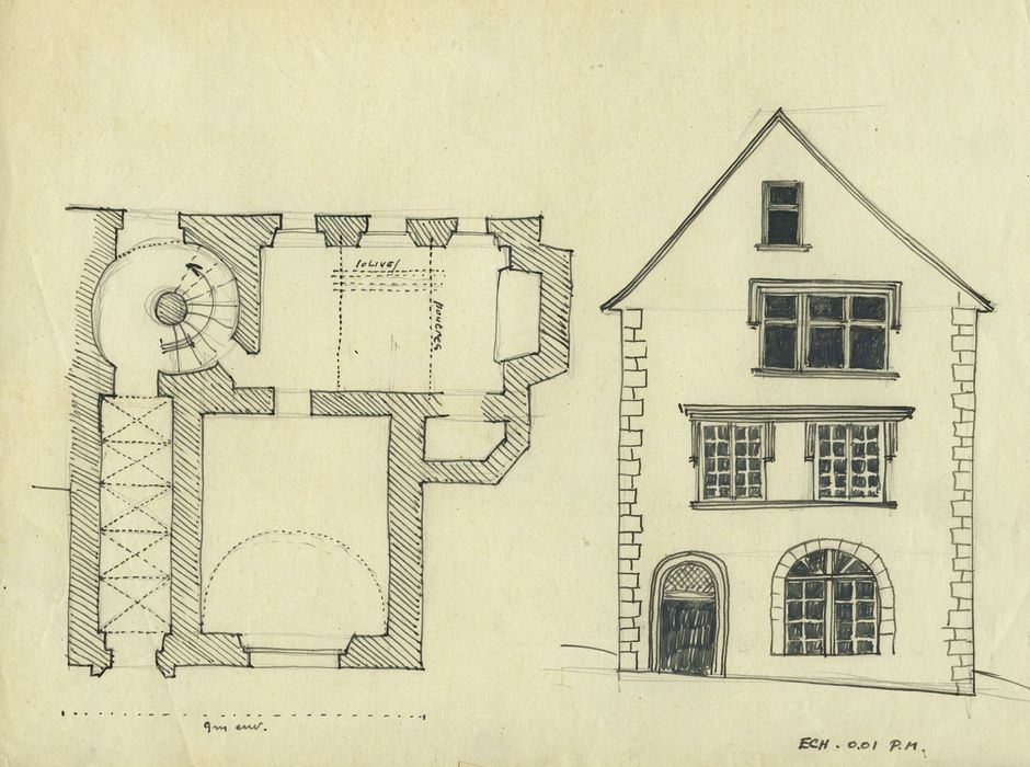 Maison des Templiers : Plan et façade sur rue, vue générale