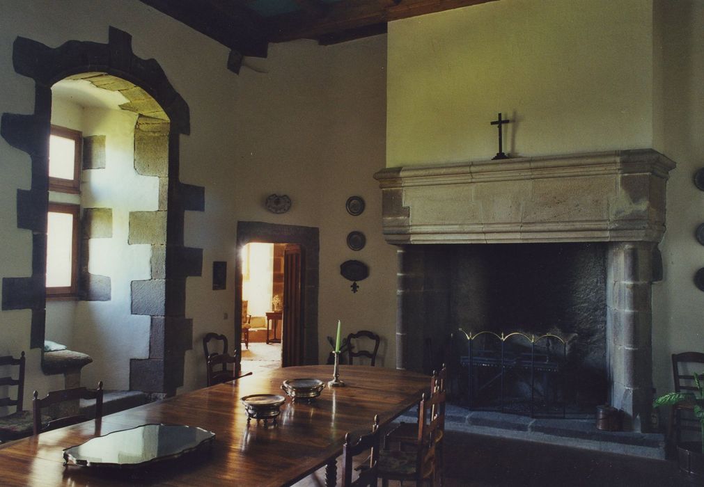 Château de Bosbomparent : 1er étage, salle-à-manger, cheminée monumentale, vue générale