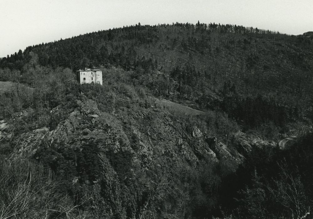 Château de Servières : Vue partielle du château dans son environnement depuis l’Ouest