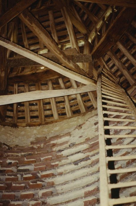 Château des Belles Ruries : Pigeonnier, vue partielle de la charpente