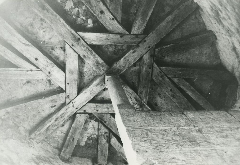 Manoir de l'Ortière : Tourelle d’escalier, charpente, vue partielle