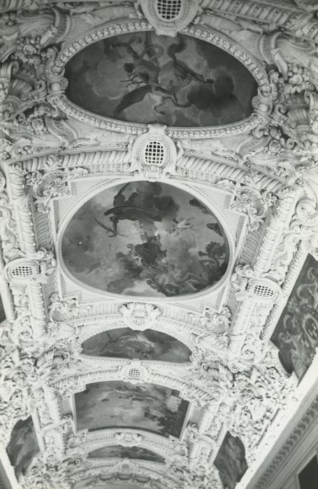 Hôtel de ville : 1er étage, salle des fêtes, vue générale du plafond