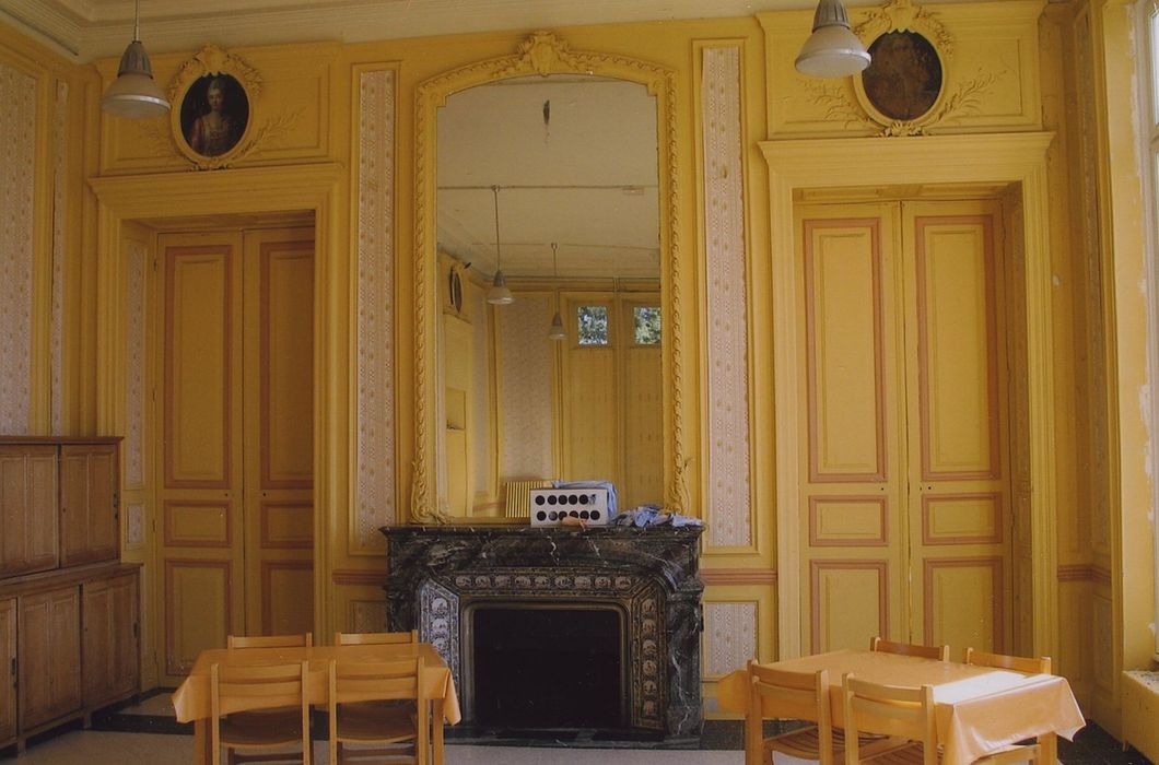 Château de Mouron : Grand salon, lambris de revêtement, vue partielle