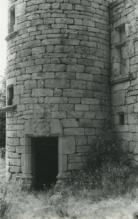 Manoir du Mazonric : Tourelle d’escalier, façade sud, vue partielle