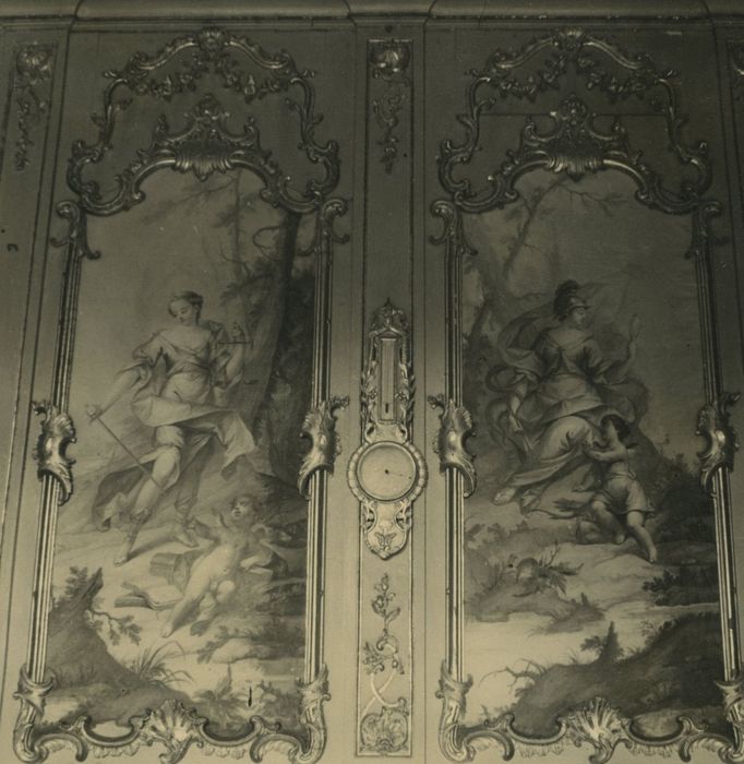 Château de Vachères : Grand salon, lambris de revêtement, détail