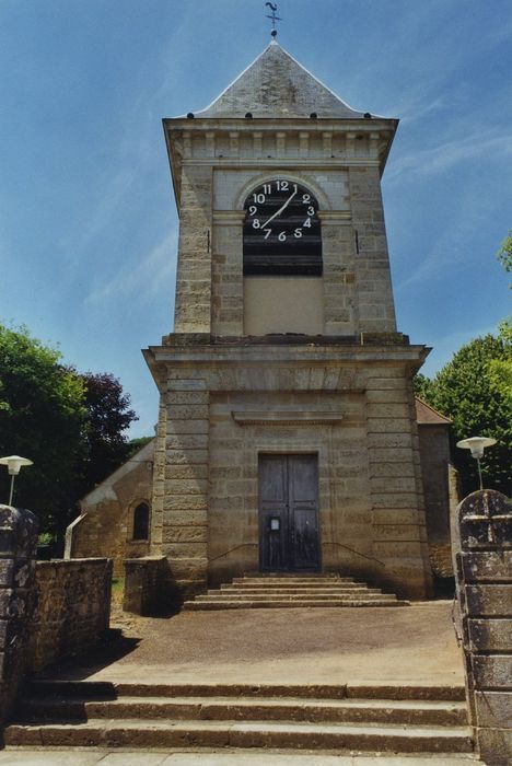 Eglise : Clocher, élévation ouest, vue générale