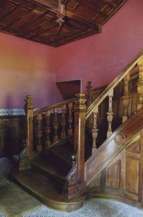 Château d'Anterroches : Escalier monumental, vue partielle