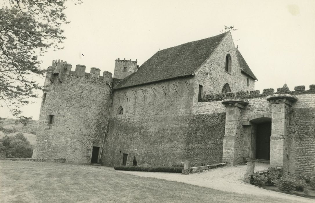 Château de Marguerite de Bourgogne : Basse cour, chapelle et tour nord-est, vue générale