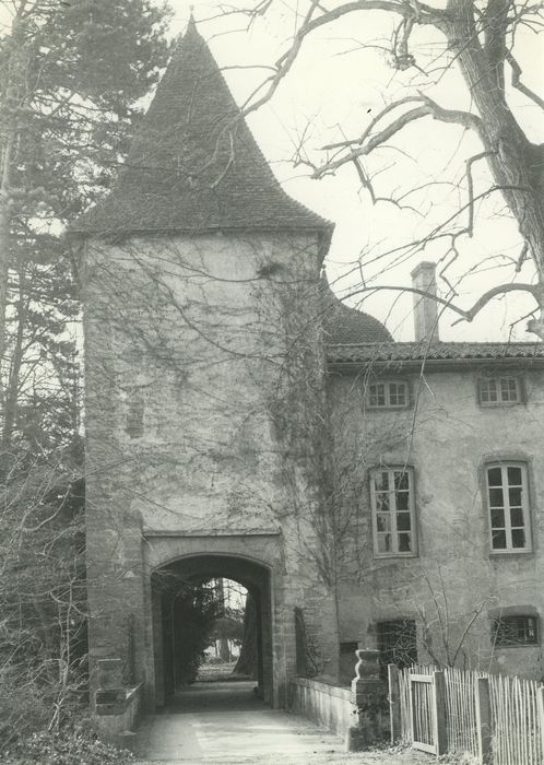 Château d'Estours : Aile nord, tour et porche d’entrée, élévation nord, vue générale