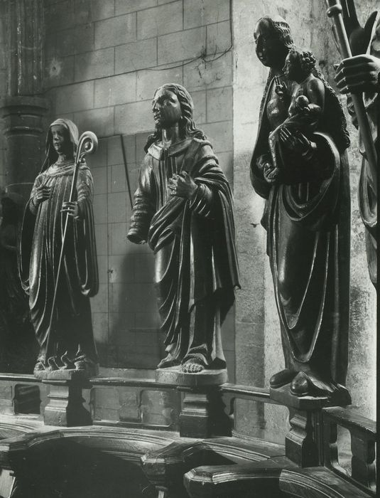 clôture de choeur (table de communion), statues, vue partielle