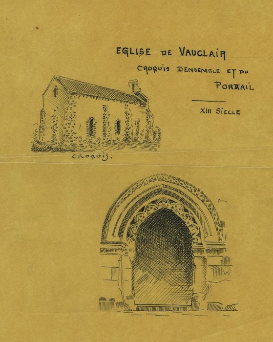 Chapelle de Vauclair : Ensemble sud-ouest, porche sud, vue générale